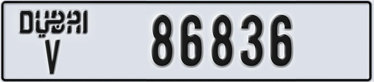 UAE License Plate Dubai V 86836