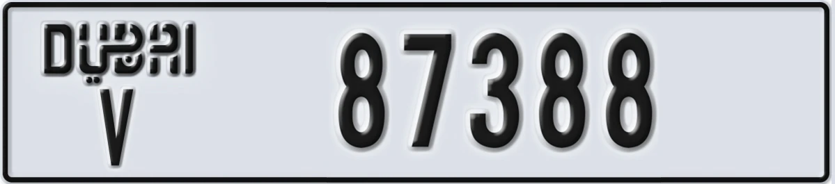 UAE License Plate Dubai V 87388