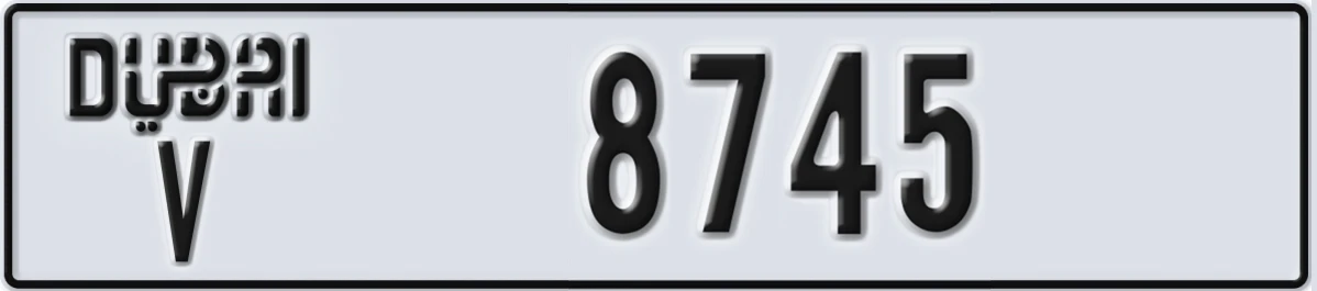 UAE License Plate Dubai V 8745