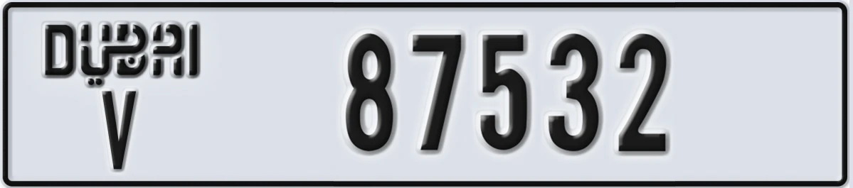 UAE License Plate Dubai V 87532