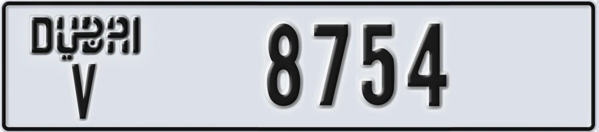 UAE License Plate Dubai V 8754