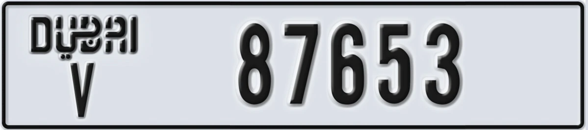UAE License Plate Dubai V 87653