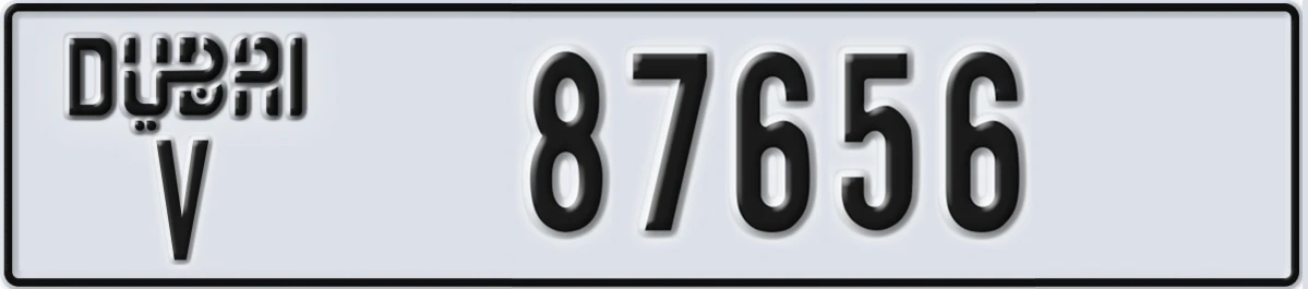 UAE License Plate Dubai V 87656