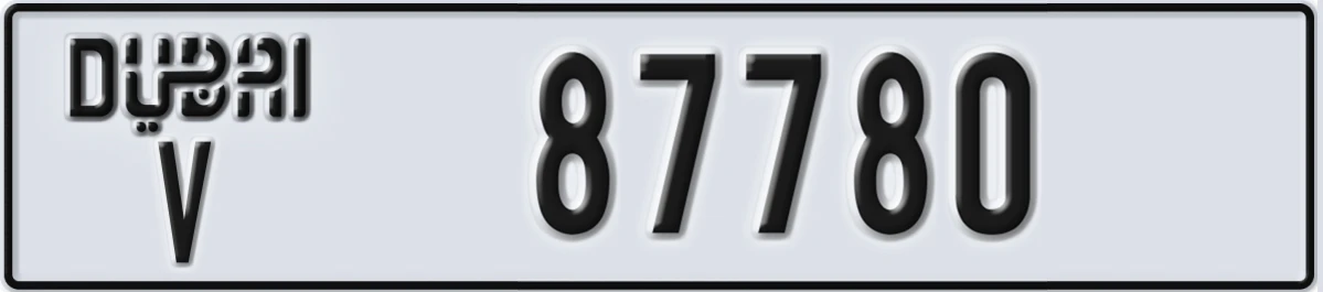 UAE License Plate Dubai V 87780