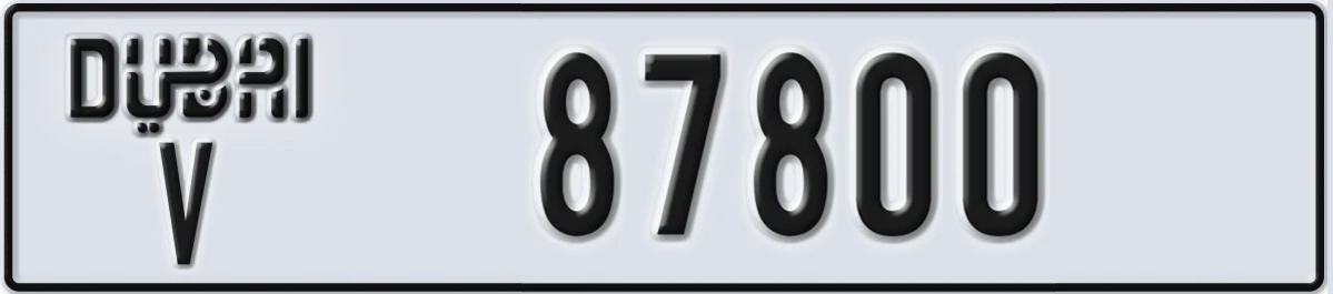 UAE License Plate Dubai V 87800