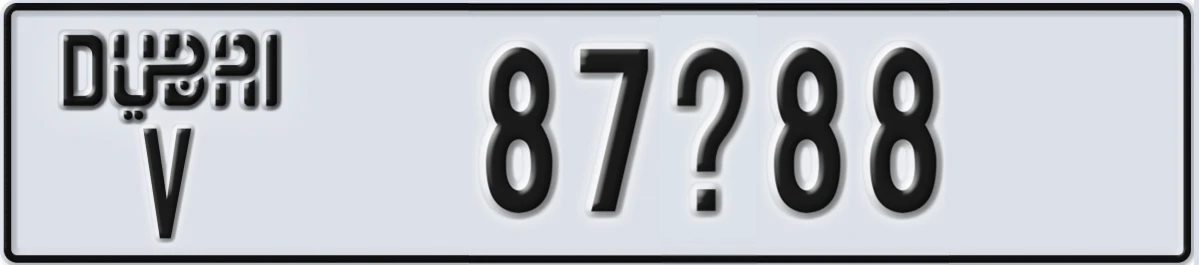 UAE License Plate Dubai V 87X88