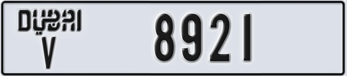 UAE License Plate Dubai V 8921