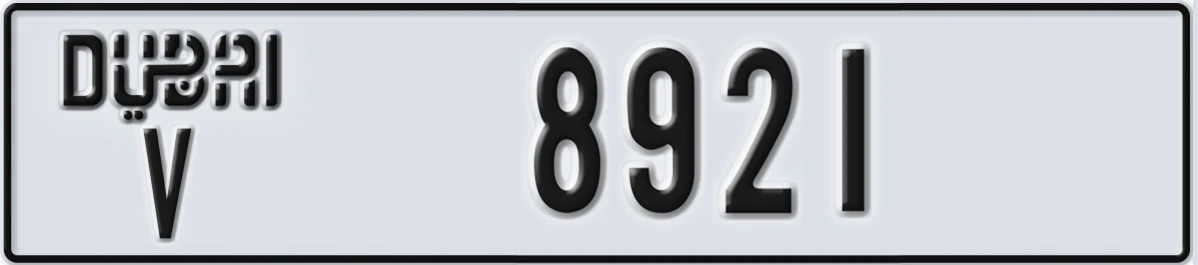 UAE License Plate Dubai V 8921