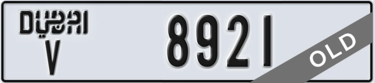 UAE License Plate Dubai V 8921