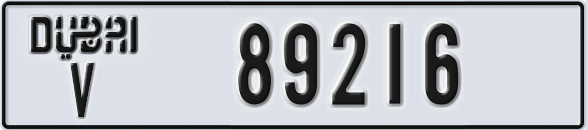 UAE License Plate Dubai V 89216