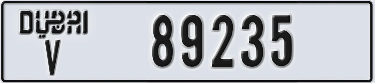 UAE License Plate Dubai V 89235