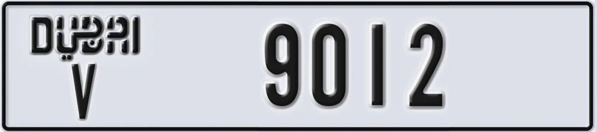 UAE License Plate Dubai V 9012
