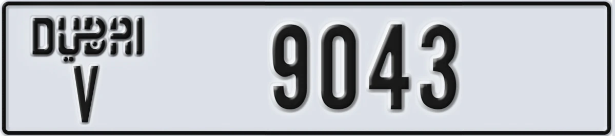 UAE License Plate Dubai V 9043