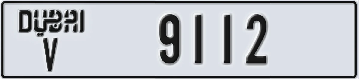 UAE License Plate Dubai V 9112