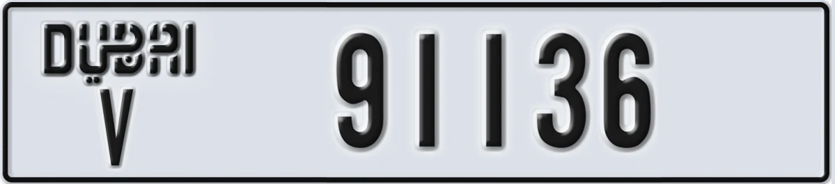 UAE License Plate Dubai V 91136
