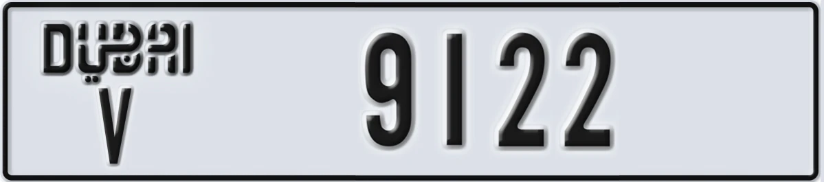 UAE License Plate Dubai V 9122