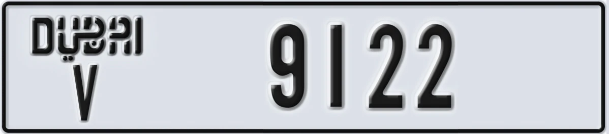 UAE License Plate Dubai V 9122