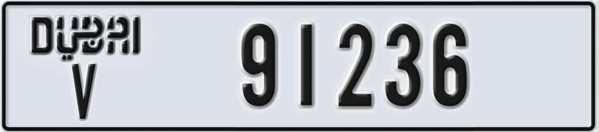 UAE License Plate Dubai V 91236