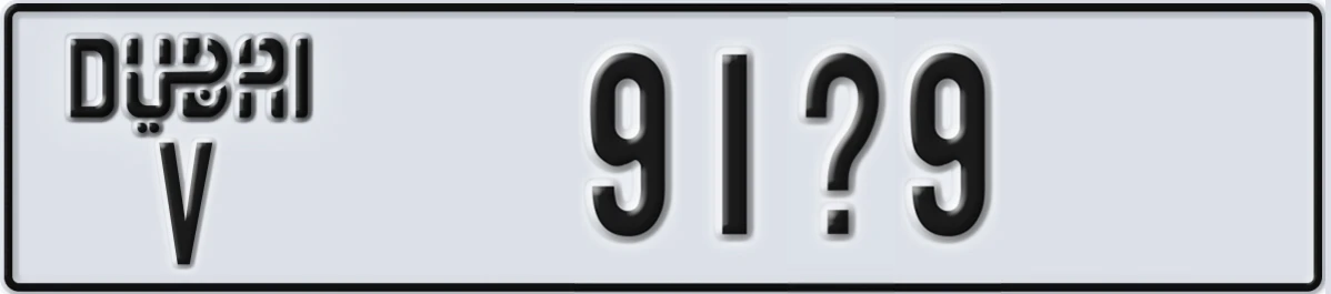 UAE License Plate Dubai V 91X9
