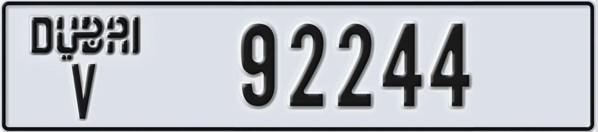 UAE License Plate Dubai V 92244