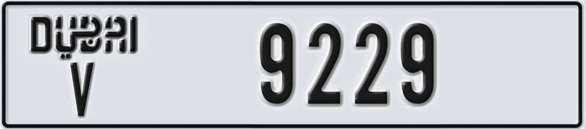 UAE License Plate Dubai V 9229