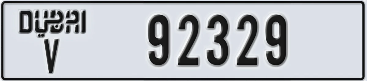UAE License Plate Dubai V 92329