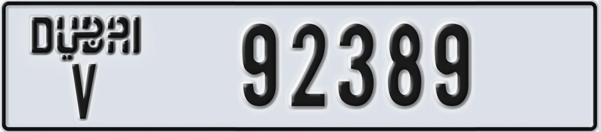 UAE License Plate Dubai V 92389
