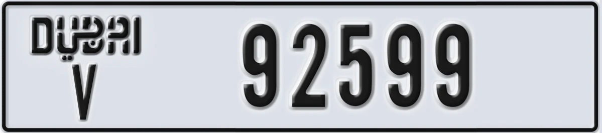 UAE License Plate Dubai V 92599