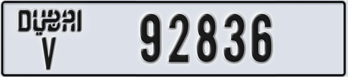 UAE License Plate Dubai V 92836