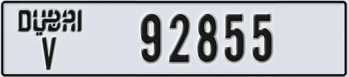 UAE License Plate Dubai V 92855