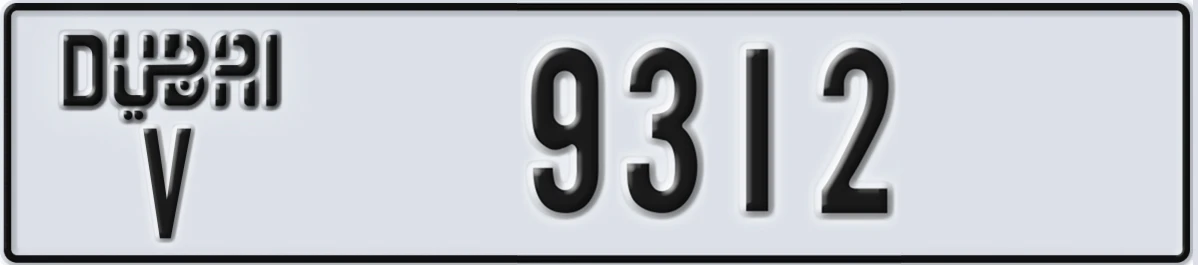 UAE License Plate Dubai V 9312