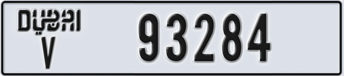 UAE License Plate Dubai V 93284