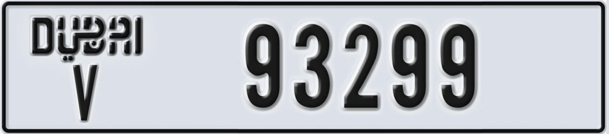 UAE License Plate Dubai V 93299