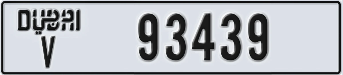 UAE License Plate Dubai V 93439