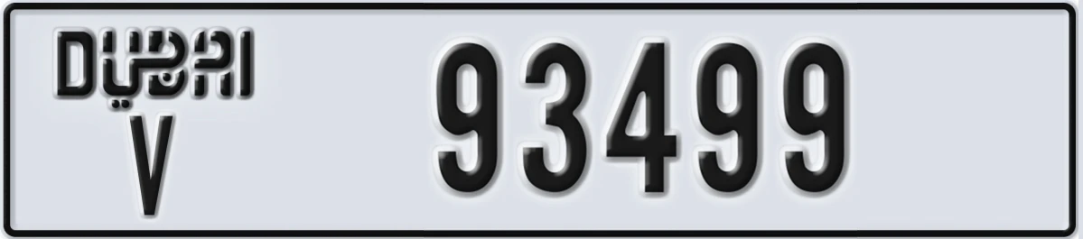 UAE License Plate Dubai V 93499
