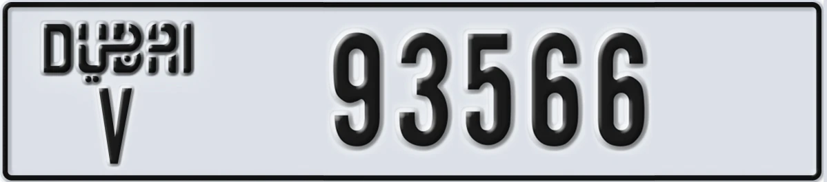 UAE License Plate Dubai V 93566