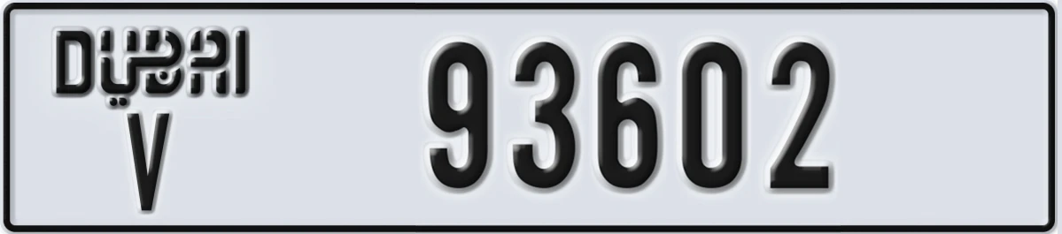 UAE License Plate Dubai V 93602
