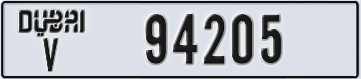 UAE License Plate Dubai V 94205