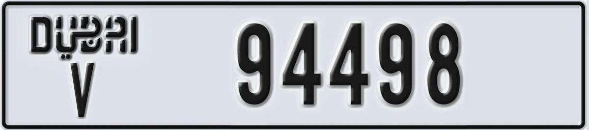 UAE License Plate Dubai V 94498