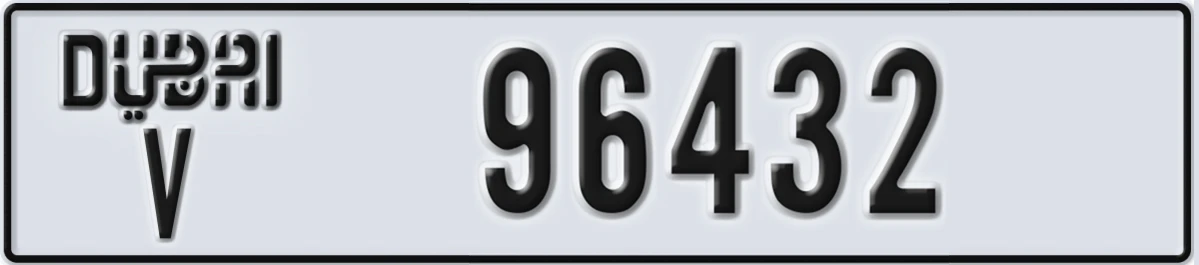UAE License Plate Dubai V 96432