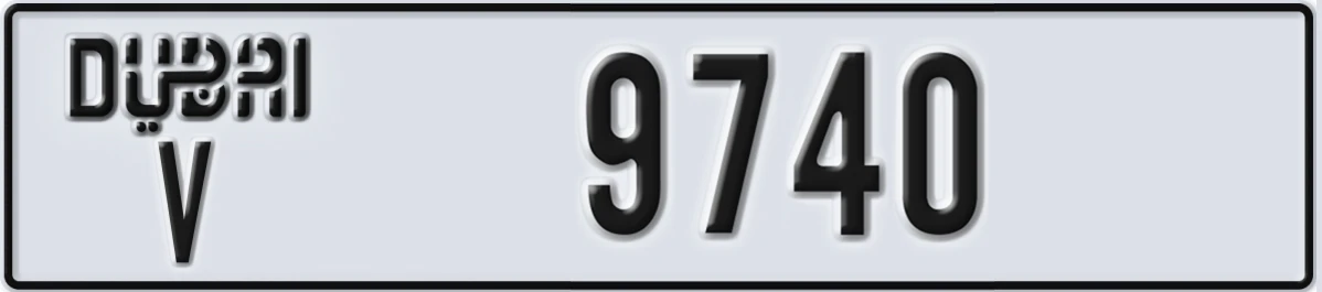 UAE License Plate Dubai V 9740