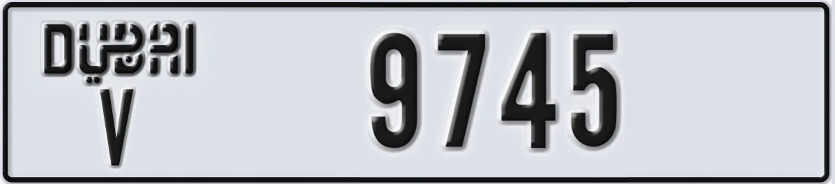UAE License Plate Dubai V 9745