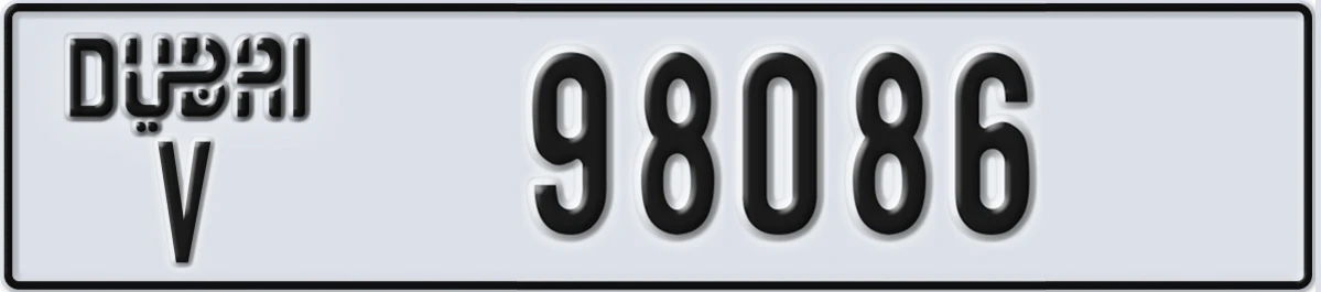 UAE License Plate Dubai V 98086