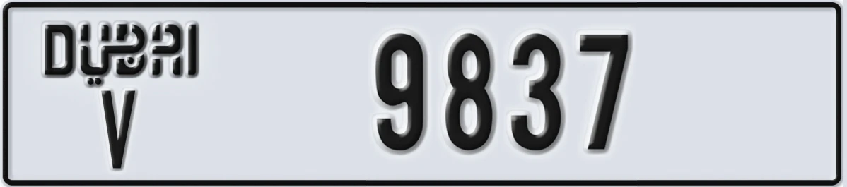 UAE License Plate Dubai V 9837