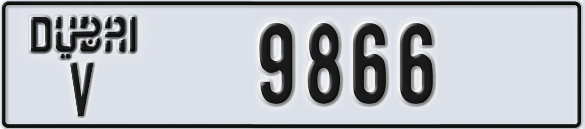 UAE License Plate Dubai V 9866