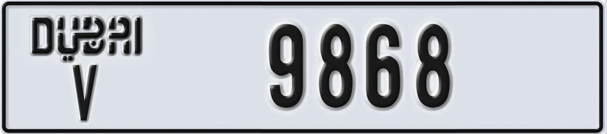 UAE License Plate Dubai V 9868