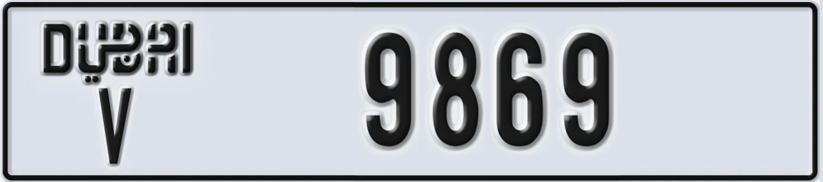 UAE License Plate Dubai V 9869