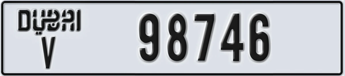 UAE License Plate Dubai V 98746