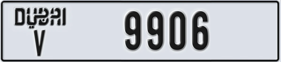 UAE License Plate Dubai V 9906