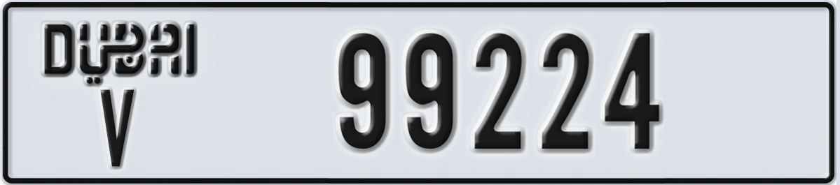 UAE License Plate Dubai V 99224